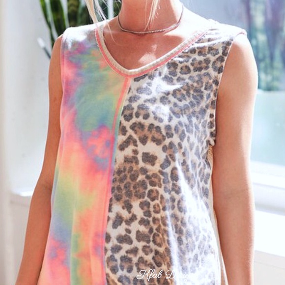 LAST! Jersey Knit Mix Print Contrast Stitch Top! - Picture 7 of 8